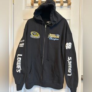 NASCAR Jimmy Johnson 48 Lowe’s 2013 Champion Black Zip Hoodie Sweatshirt XL